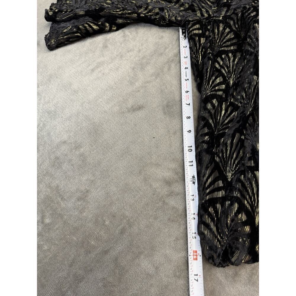 Alice + Olivia Black Metallic Art Deco Blouse Small 3/4 Sleeve Party Top - Picture 9 of 12